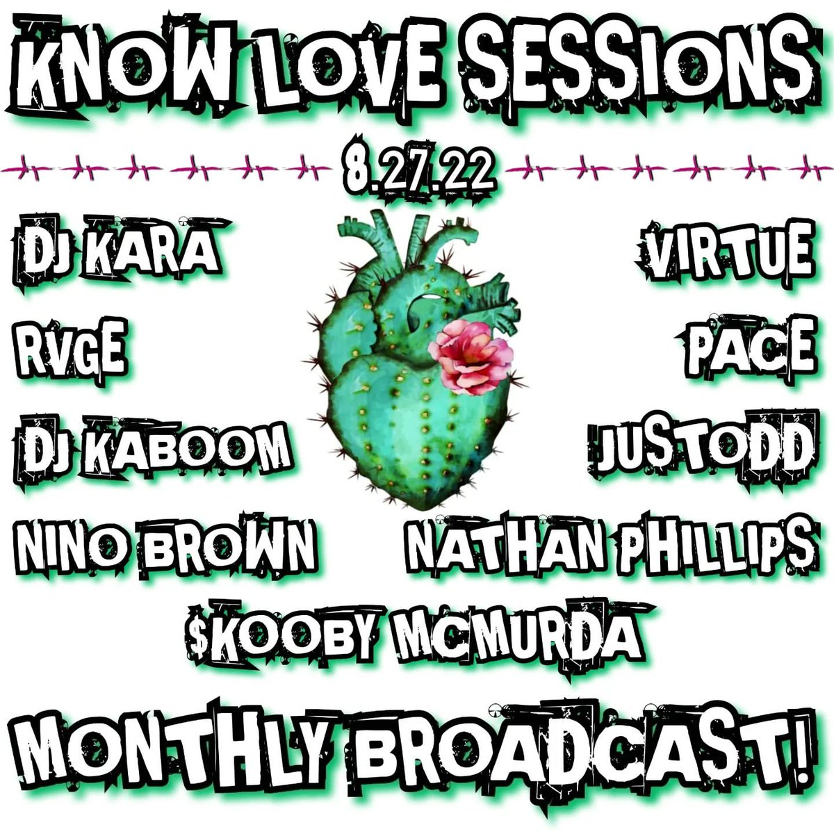 PACEtheDJ's tweet photo. @knowlovesessions ☀️🌵 SATURDAY, AUGUST 27th IS EPISODE #47

$KOOBY MCMURDA (@skooby_mcmurda)
NATHAN PHILLIPS (@xix1979xix)
NINO BROWN (@djninobrown613)
DJ KABOOM (@therealdjkaboom)
JUSTODD (@justodd77)
DJ KARA (@djxkara)
VIRTUE (@virtue_kobs)
RVGE (@rage_666) https://t.co/lu5AlSFhzk