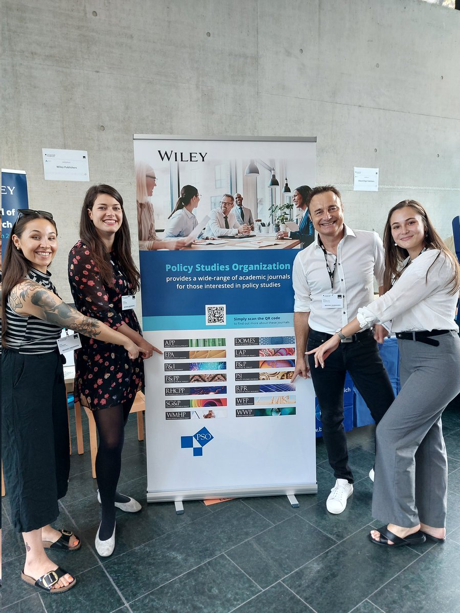 Just arrived at the <a href="/ECPR/">European Consortium for Political Research</a> in Innsbruck. Check out the <a href="/WileyPolitics/">Wiley Politics & Policy</a> booth and our journals <a href="/RPR_Journal/">Review of Policy Research</a> and <a href="/EPA_Journal/">EPA Journal</a>! #ecprgc22 #CoPPPonTour 
<a href="/NilsBandelow/">Nils C. Bandelow</a> <a href="/JohannaHornung/">Johanna Hornung</a> <a href="/IlanaSchroder/">Ilana Schröder</a> <a href="/sofieklingner/">Sofie Klingner</a>