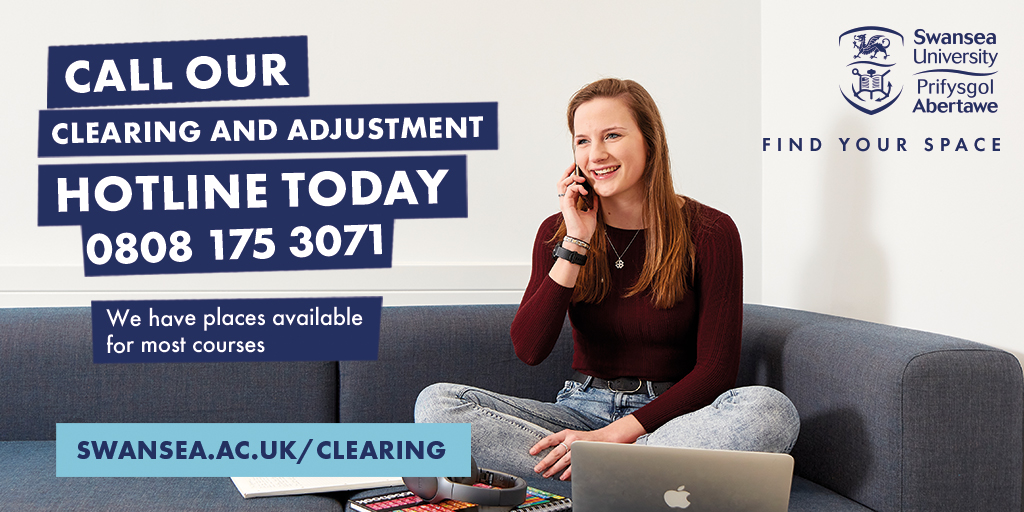 SwanseaUni's tweet photo. π There's still time for you to join us this September
Our friendly #Clearing call team is ready to help you find your #SpaceAtSwansea!
π 0808 175 3071 - Weβre open today from 08:00 to 17:00 (BST)
π» https://t.co/SMviEYj6MH
#Clearing22 https://t.co/sp5EFpvIIP