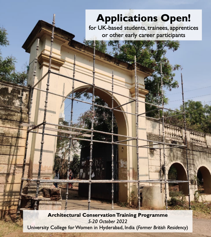 🔔 LAST CHANCE TO APPLY 🔔 Applications close WEDNESDAY 🔔 UK-based students, trainees, apprentices or other early career participants 🔔 2-wk Architectural Conservation Training Course in Hyderabad, India 🔔 For more info, and to apply, visit the website: chstrainingprogramme.org/hyderabad-trai…