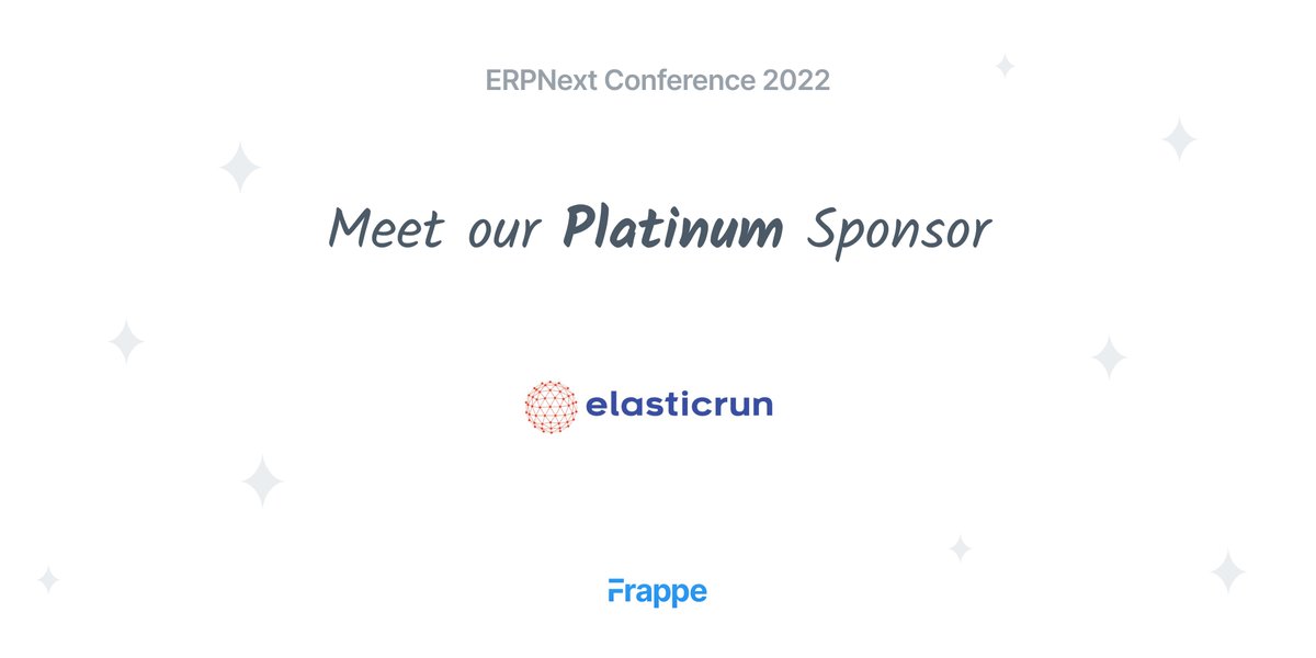 erpnext's tweet image. We are pleased to announce that our customer, #ElasticRun will be the platinum sponsor for the #ERPNextConference2022.

Register for the conference today: lnkd.in/gEFJw5Qb

#ERPNext #techconference #sponsorship #frappe #opensource