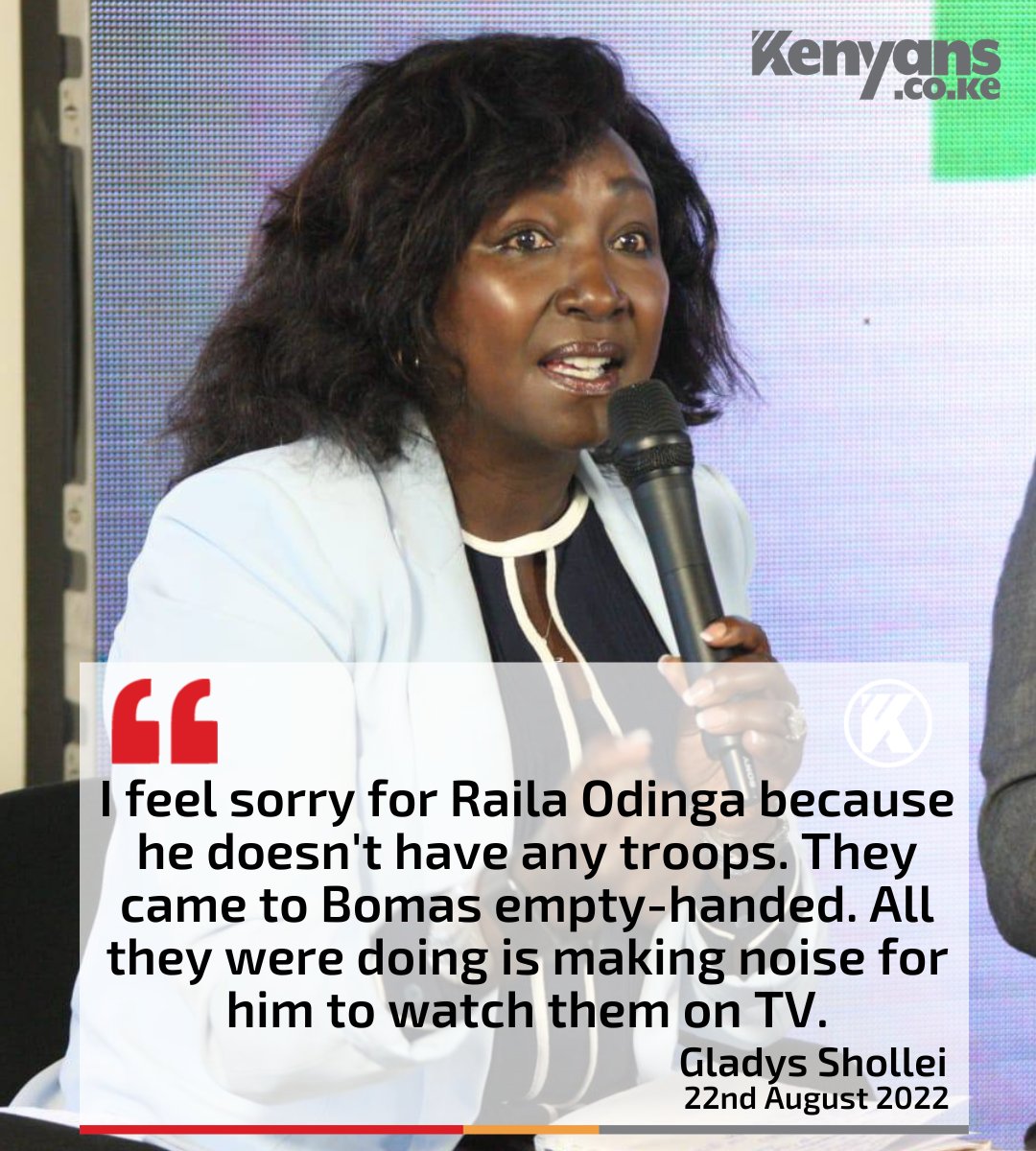Raila's people came to Bomas empty-handed - Gladys Boss Shollei