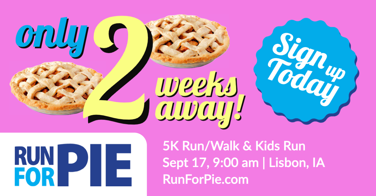 RunForPie2's tweet image. Can you believe it? Only two weeks away! Sign up today at runforpie.com

#funrun #5kfunrun #familyfunrun #runforpie