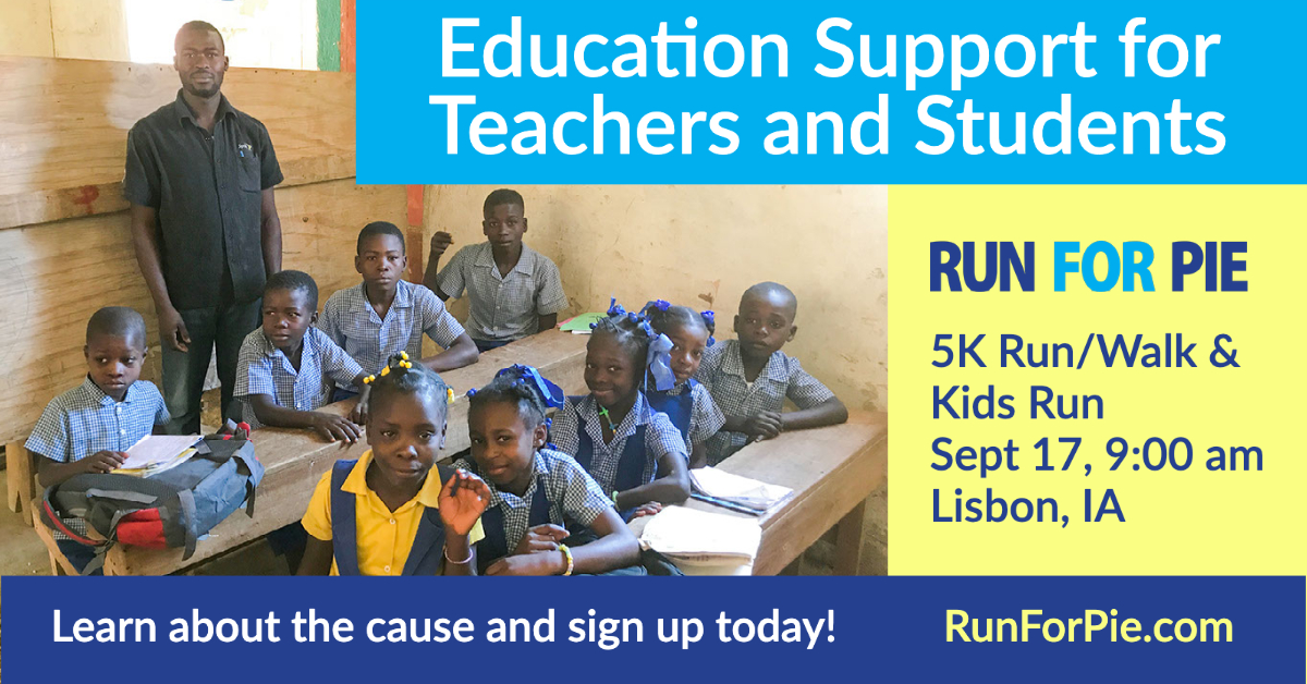RunForPie2's tweet image. There’s a ‘why’ behind our Run for Pie - the teachers and students of rural Haiti. Learn more about the cause and sign up to run, walk, volunteer or donate at runforpie.com 

#funrun #5kfunrun #familyfunrun
