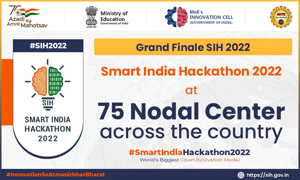 mhrd_innovation's tweet photo. 75 nodal centers are sharing the stories about Smart India Hackathon 2022 grand finale preparations and talking about the teams assigned to their nodal centers. Tell us which Nodal Center you are going. 

#SIH2022              
#InnovationSeAtmanirbharBharat https://t.co/uwGqSfFzfe