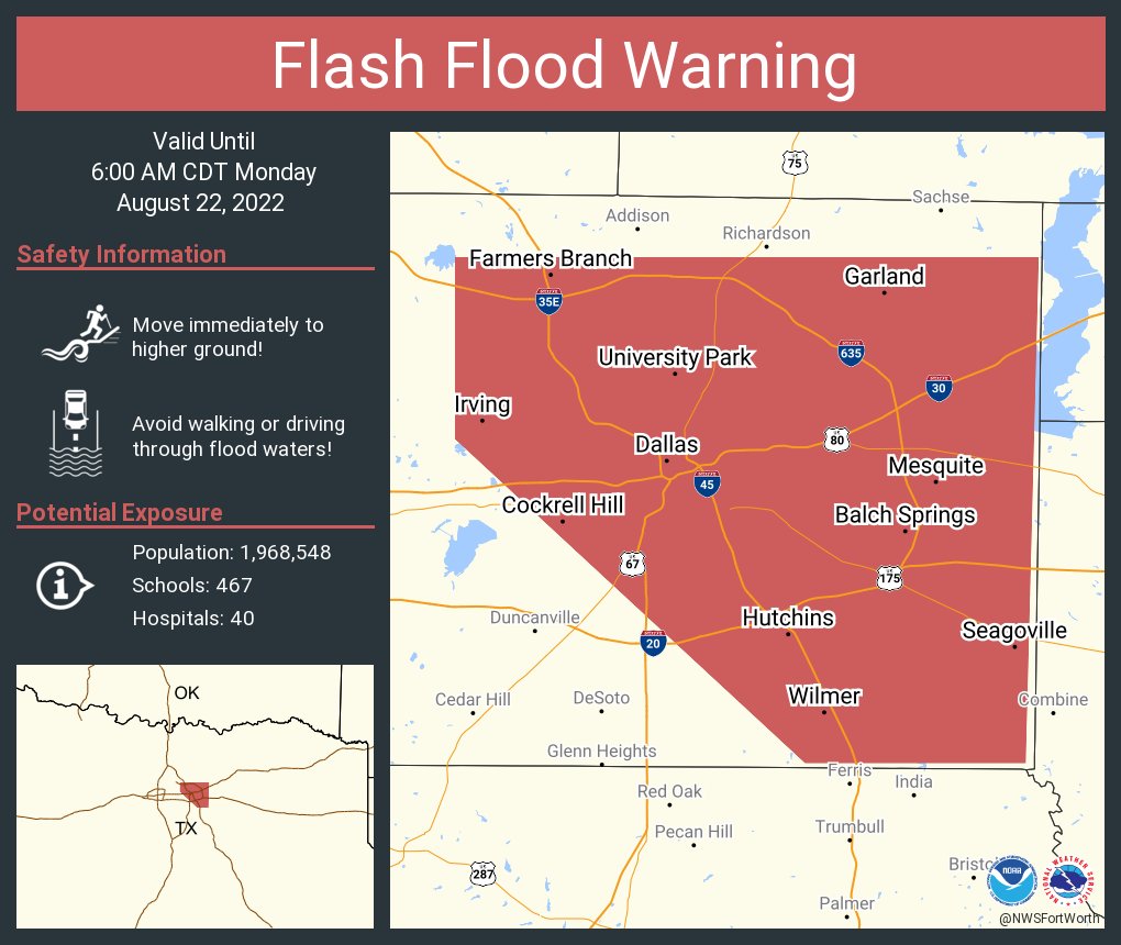 NWSFlashFlood on Twitter "Flash Flood Warning continues for Dallas TX