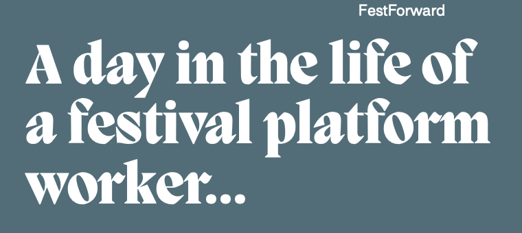 FestForwardMag's tweet photo. A 2030-set ‘day in the life feature’ thinks about the experience of a freelancer working with festivals through digital platforms… And the #festforwardmag fictional editorial considers the summer 2030 Cultural Platform Labourers Union strike… 3/4 https://t.co/MKXaxbWEpt