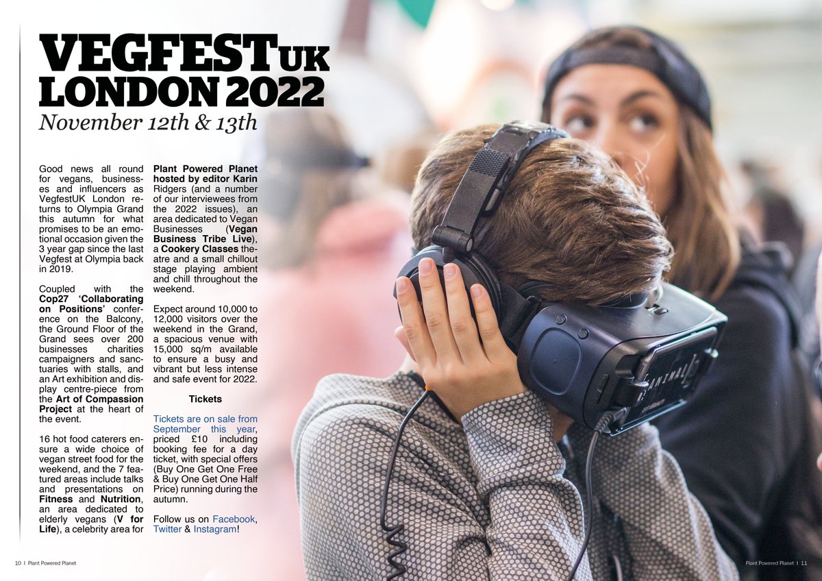 <a href="/VegfestUK/">VegfestUK</a> London 2022: November 12th &amp; 13th

Good news all round for vegans, businesses and influencers as VegfestUK London returns to Olympia Grand this autumn for what promises to be an emotional occasion.. MORE &gt;

Feature:
bit.ly/3pwtmIy
Blog:
bit.ly/3KcqSsb