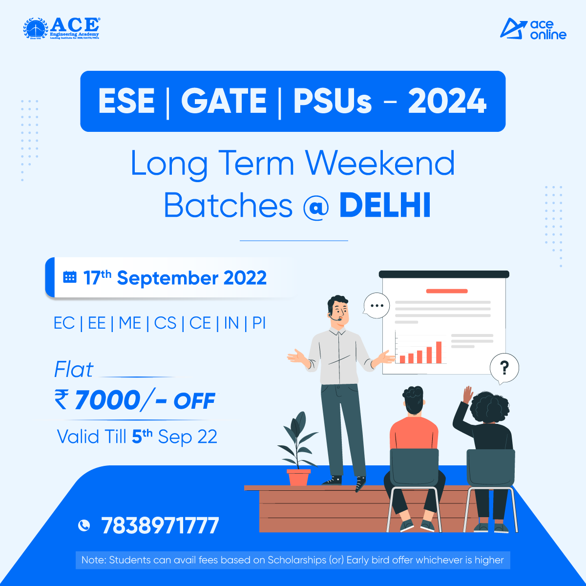 ACE_Enggacademy's tweet photo. Attention Students!
Experience the best offline coaching at Delhi Long Term Weekend Batch Starts on 17th September 2022 by ACE Engineering Academy
Apply Now! GET 7000/- OFF Valid Till 05th September 2022
Enroll Now - https://t.co/R300j9W8Ov
#ACEEngineeringAcademy #Students https://t.co/5h6VB8WiqI