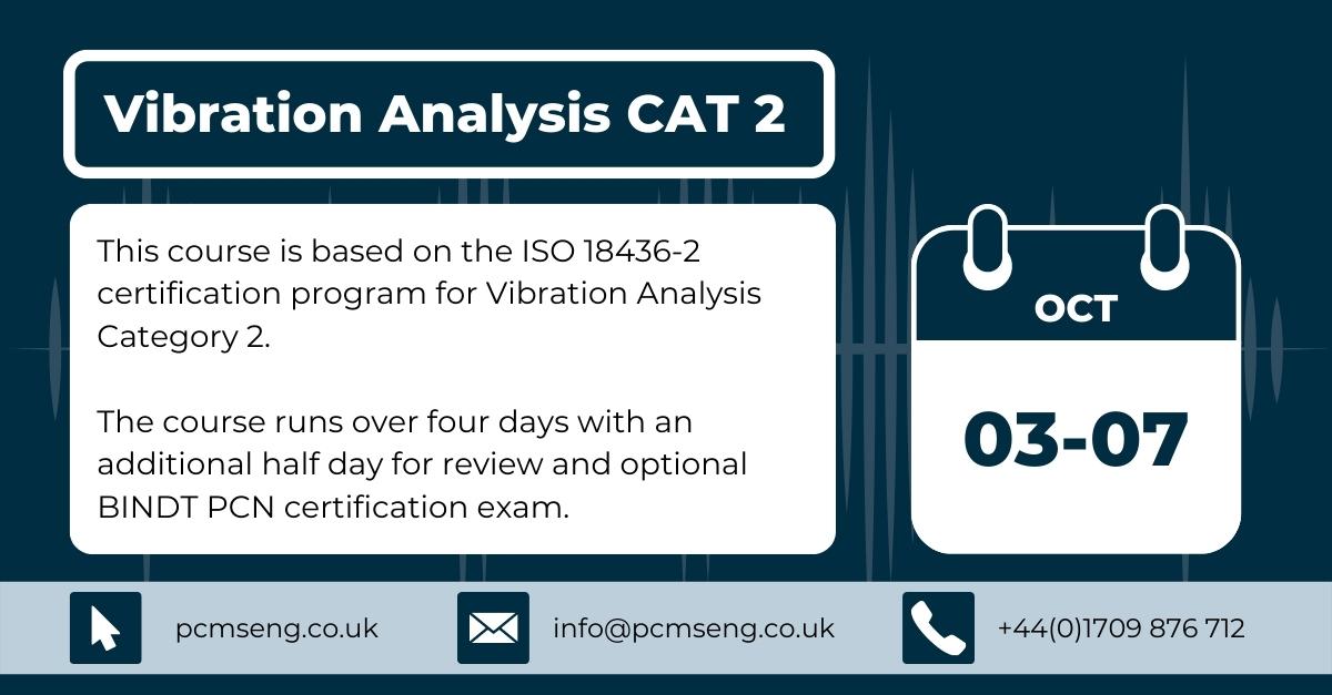PCMSEng's tweet image. Have you already completed your BINDT Vibration Analysis Cat 1? We still have places available on our October intake for our BINDT certified Vibration Analysis Cat 2 training. Register today: loom.ly/73Kp4AE #Training #VibrationAnalysis #PersonalDevelopment #Qualification
