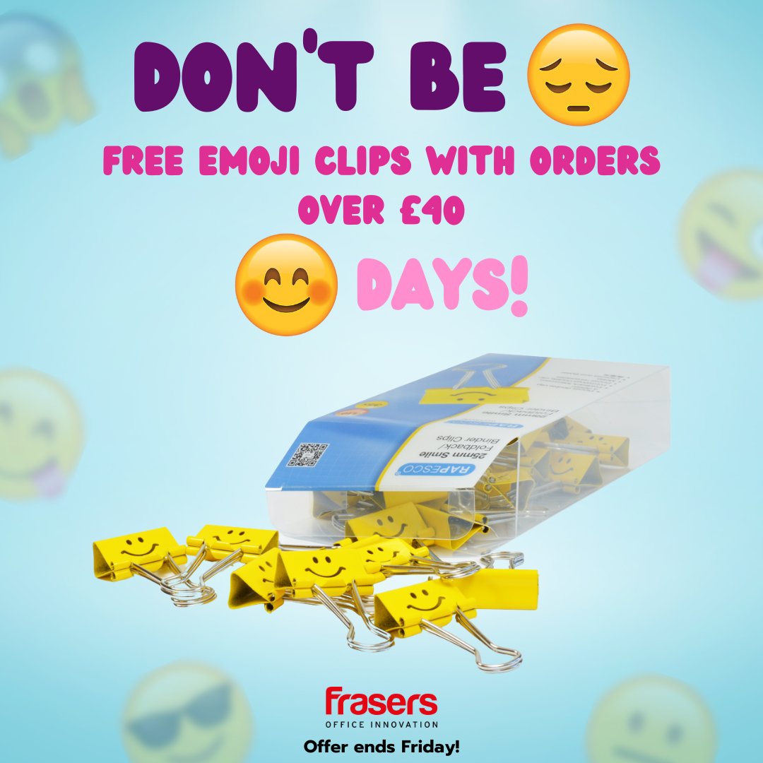Frasersoffice's tweet photo. Bring some smiles to the office! 😁
Get yours here 👉 https://t.co/rWlydH9Jal

#promotion #offer #marketing #digitalmarketing #smallbusiness #clips #stationery #supportlocal #emojis https://t.co/Qiy3nxFAOH