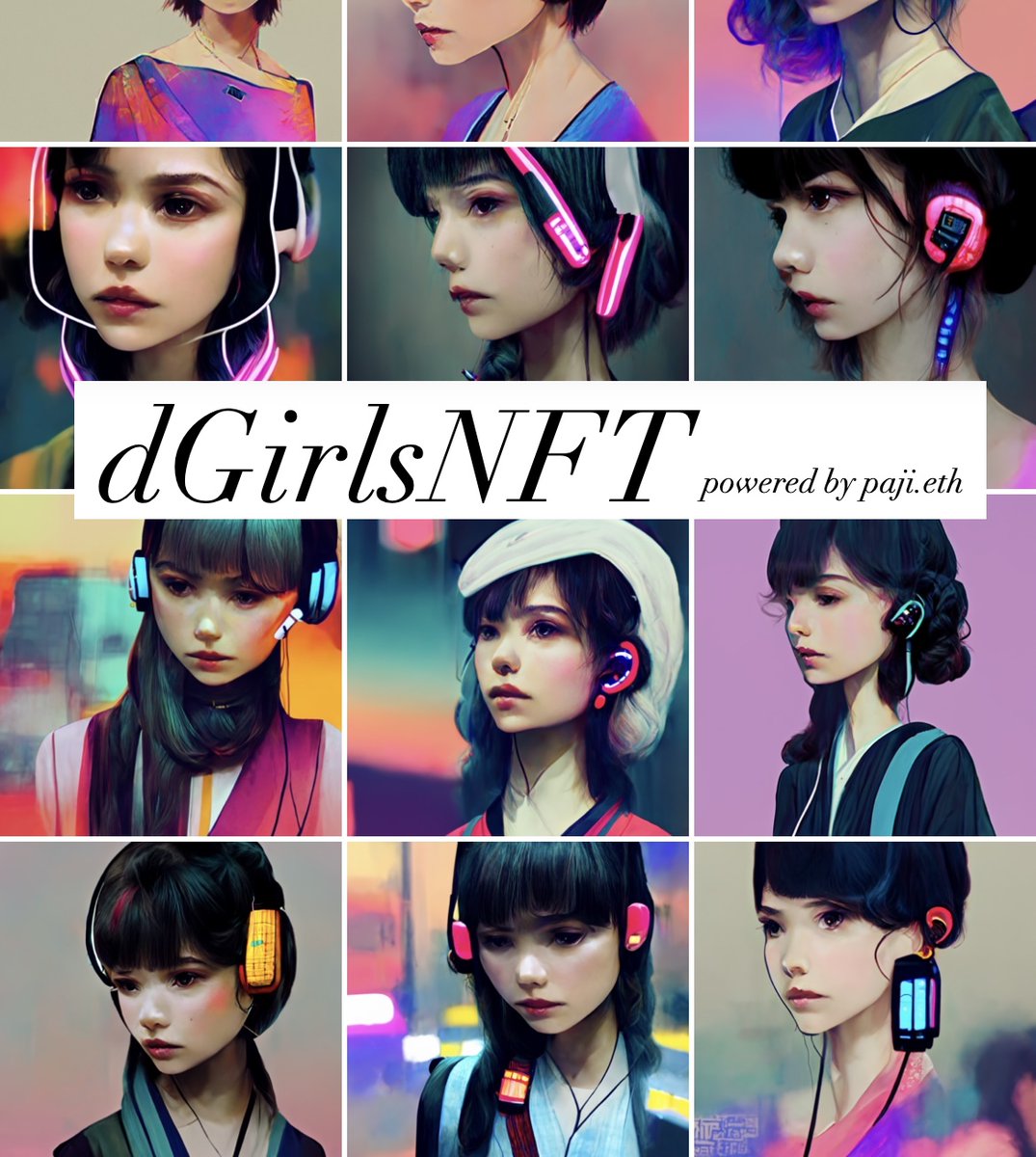 paji_a's tweet photo. AI活用ジェネラティブNFT
『dGirlsNFT👧🏻』
⚡フリーミント開始／最大999体⚡
https://t.co/XkWPoIR4UV
開始1時間までWL毎1ミント→以降追加ミント可（状況で数決定）
✅実験PJで価値なし
✅ロードマップなし
✅Discordなし
✅49体各種対応予備
✅リビール明日以降
✅企画開始から48時間でリリース
DYOR https://t.co/KhKzCYUJX5