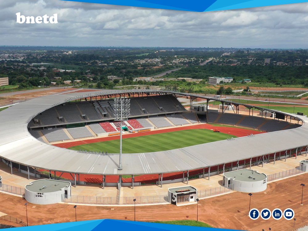 BNETD_CI's tweet photo. #CAN2023: AVANCEMENT DU STADE DE #YAMOUSSOUKRO - JUIN 2022

Ce projet consiste en la construction d'un stade de 20 000 places et la réhabilitation de 4 terrains d'entraînement. Les travaux du stade de compétition de Yamoussoukro sont achevés à 99 %. https://t.co/wvQOvePT1z https://t.co/2EYAJpjaul