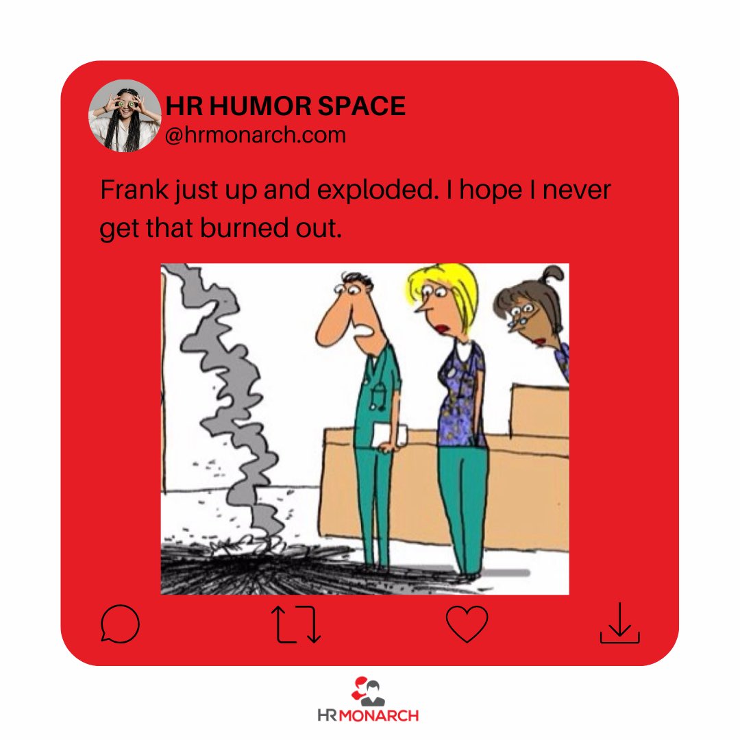 hr_monarch's tweet photo. Pay attention to the signs. When you’re overwhelmed, take a break💫
#monarchhumor #jokeoftheday #employeeburnout #burnout 
#hrmonarch #hrmanagement #hrmanager #hrmanagers #hrconsulting #hrconsultant #hrconsultants #hrconsultancy #hrconsultingfirm #hrconsultingservices https://t.co/nCrVFG2rsN