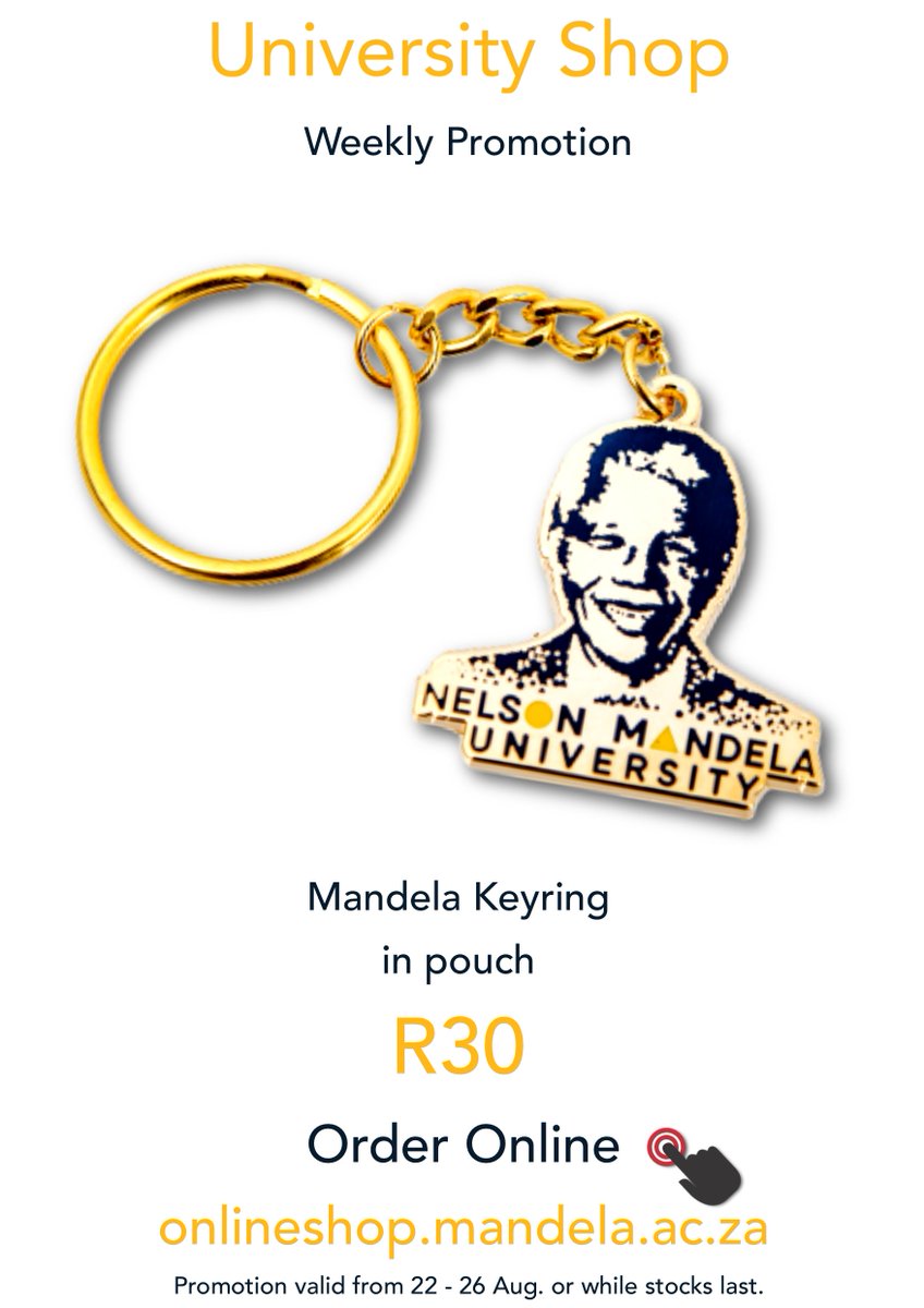 ShopMandelauni's tweet photo. Weekly Promotion
Add some attention to detail on your keys with our @MandelaUni branded Keyring at a discount price of R30 each.
Order online on visit us in-store.
https://t.co/qLeP7WNBL1
#universityshop #weeklypromotion https://t.co/BlTCRl5ivv
