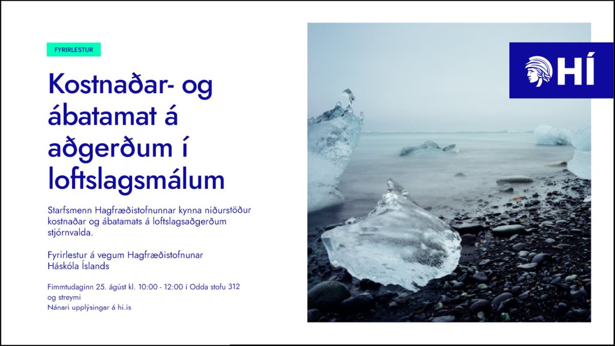 Málstofa á fimmtudaginn: Kostnaðar- og ábatamat á aðgerðum í loftslagsmálum

Sjá: hi.is/vidburdir/kost…