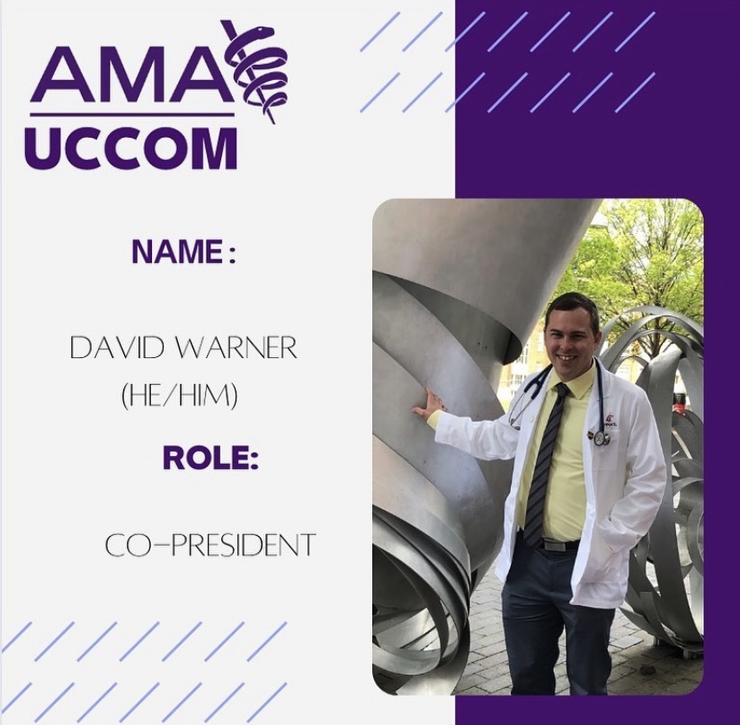 UCCOMAMA's tweet photo. Next up, we are featuring our Co-President, @david_warner_2 #MembersMoveMedicine @AMAmedstudents @CincyMedicine https://t.co/mccKg2m5PJ