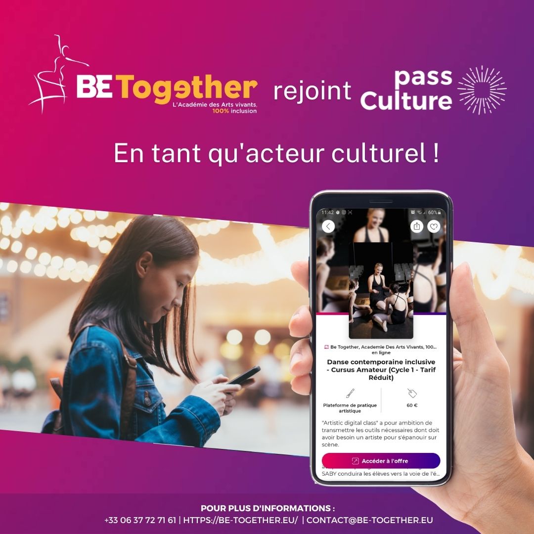ac_betogether's tweet photo. Be Together Académie rejoint le @passcultureofficiel en tant qu'acteur culturel ! 🙌✨

Afin d'adhérer à nos offres, inscrit-toi sur l'application du Pass Culture et écrit dans l'espace de recherche "Be Together Académie". Tu seras directement redirigé vers notre espace. 😆✌️ https://t.co/hhSYwRPf5t