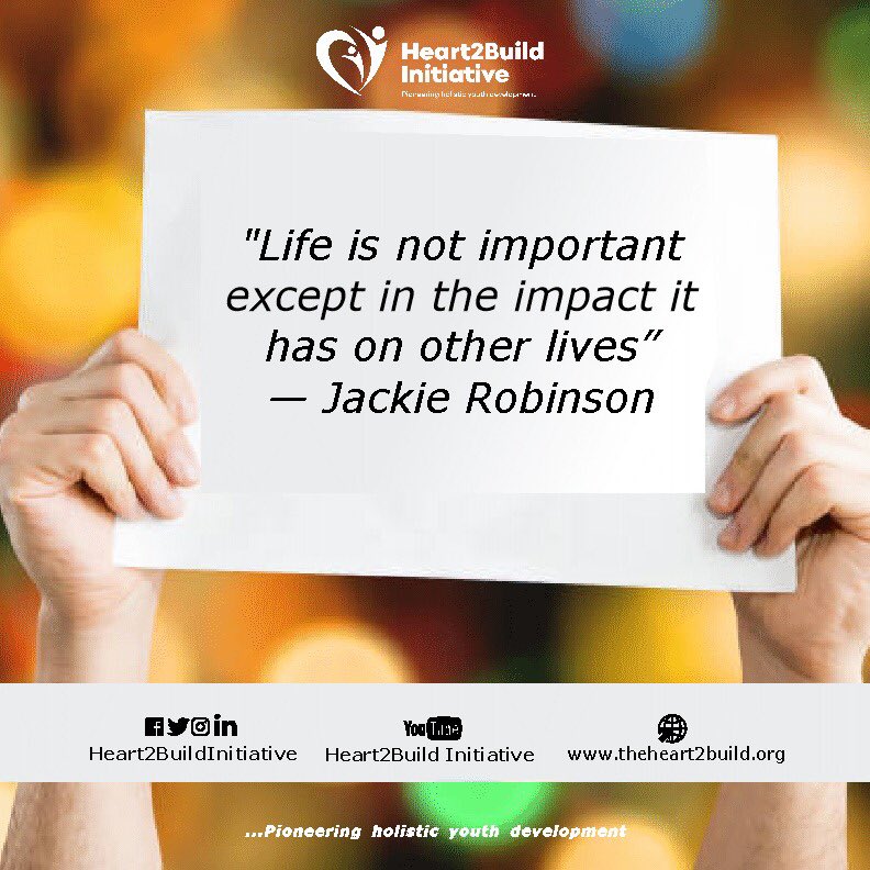 Heart2Build's tweet photo. As we begin a new week, let us bear in mind that life becomes more meaningful when we intentionally impact positively on each other's life.

Happy new week everyone. https://t.co/52PAhWCuZS