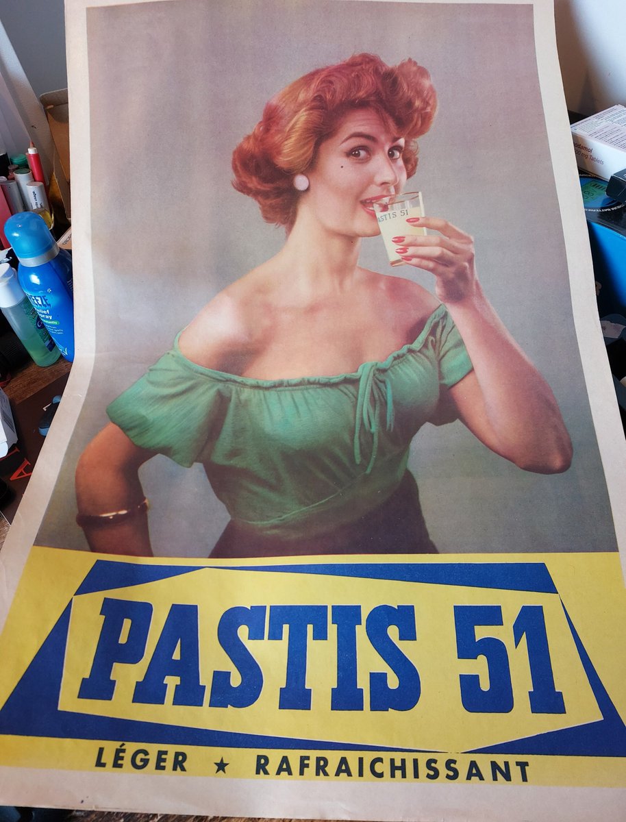 Original advertising poster, France, 1950s. #originalposter #pastis #redhead For sale at drivepast.com
