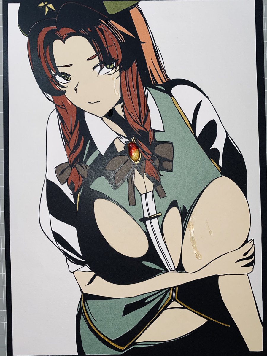 久しぶりの切り絵で東方の紅美鈴を切りました。
元絵は悠々様(<a href="/yuuyuu1771/">Y</a> )より描いて頂きました！
満足