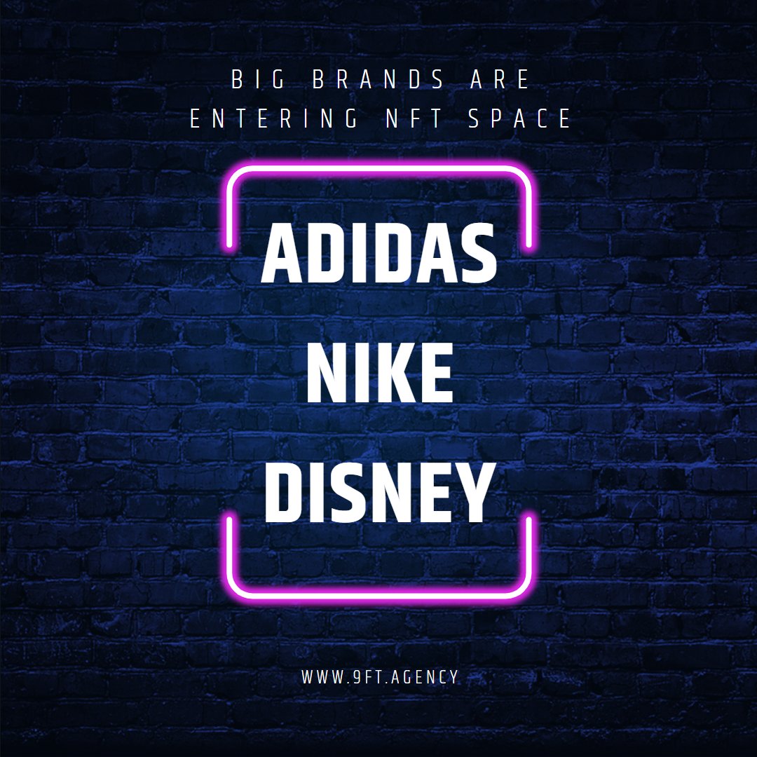 9FTAgency's tweet photo. Some of the world's biggest brands understand that #NFTs are helping to shape the future &amp; they want to be part of it.
#Disney has announced plans to release NFTs in the future. #Adidas has already launched its first #NFT collection. #Nike recently acquired an NFT brand. https://t.co/IUQea0ynnl