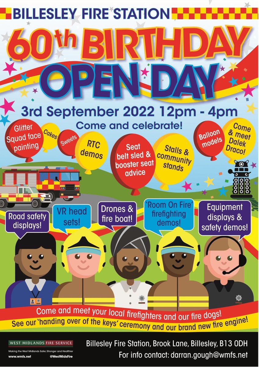 getinvolvedsell's tweet photo. Billesley Fire Station 60th Birthday Open Day-come along and join us on 3 September. https://t.co/wVS0DAj7NO