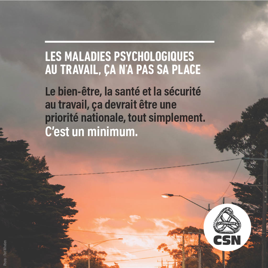 Les lésions actuellement indemnisées à la CNESST ne sont que la pointe de l’iceberg. Qu’en est-il de la santé psychologique au travail ?  csn.qc.ca/elections-2022… #PolQc #SyndQc #MouvementCSN #Qc2022 #SantéQc