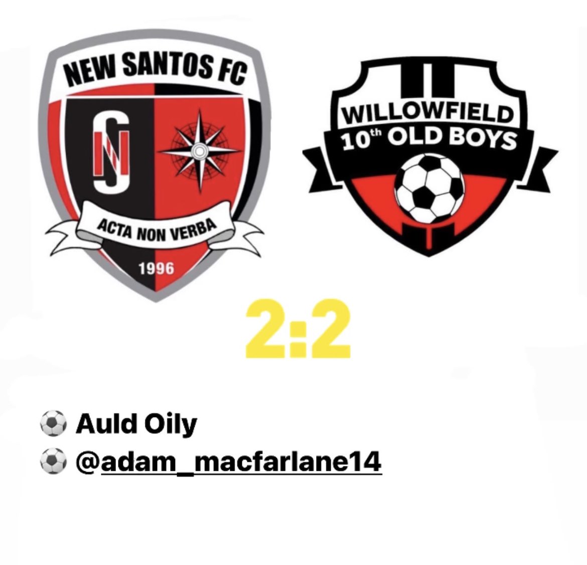 NewSantosFC's tweet photo. Results 20.08.2022;

Good luck to both teams for the season. 

Two good games for the squad and a lot of competition across the pitch going into the season. 

The win against ballysillan swifts sets up a pre season cup final- details to follow. 

#ForzaSantos 🔴⚫️ https://t.co/xF6pLFqLNo