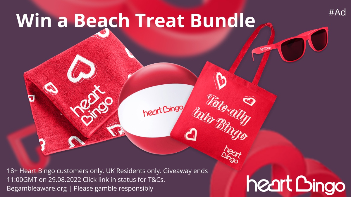 HeartBingo's tweet photo. 😎Summer is here and we have amazing beach bundles to giveaway 👇Here's how to get involved: 

1. Like &amp; retweet post 👍
2. Tag a friend 🙋‍♀️🙋
3. Winners picked 29th August 🌟

Full T&amp;C's here: https://t.co/Lldv6P5rXG

#Merchmonday #summer #win #winners https://t.co/A3F7gzQsqI