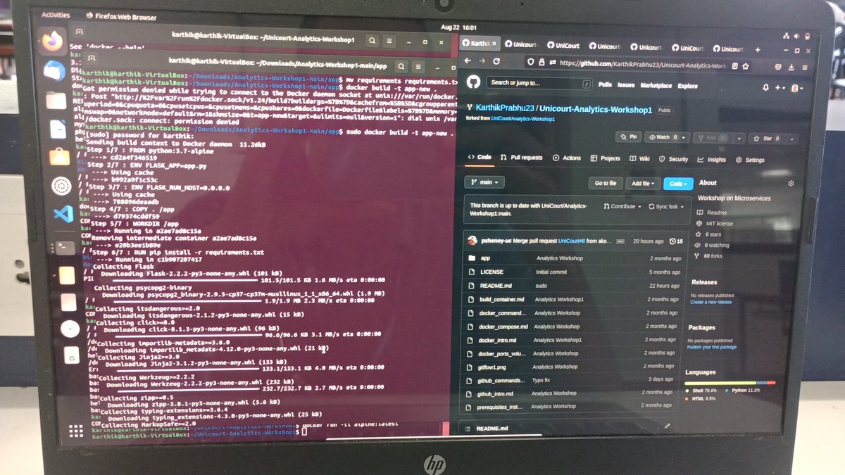 Karthik23Prabhu's tweet photo. Docker workshop with @UniCourtInc !!

#workshop1 #unicourt #analytics 
Thank you !!😀 https://t.co/2UhdSIlKm4
