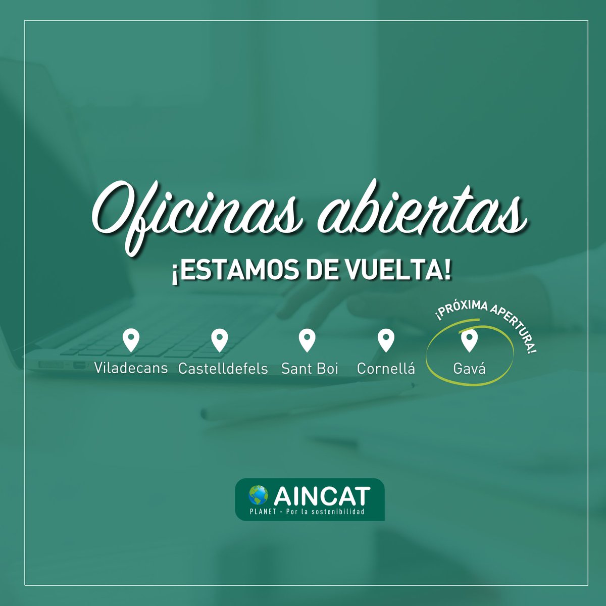 aincat_inmo's tweet photo. ✔️ ¡Estamos de vuelta! Todas nuestras oficinas están de vuelta ☀️ y con muchas ganas de ayudaros a comprar y a vender 🏡 ⁣

Aincat Gavá⁣
¡𝗣𝗥𝗢́𝗫𝗜𝗠𝗔 𝗔𝗣𝗘𝗥𝗧𝗨𝗥𝗔!⁣
⁣
#aincat #viladecans #gava #santboi #castelldefels #cornella #inmobiliaria #realestate https://t.co/94ItiZX4o4