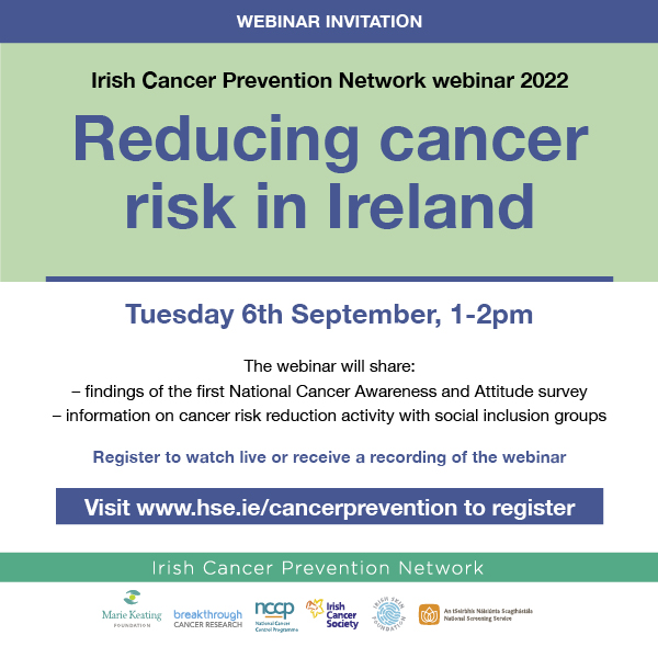 Register for the Irish Cancer Prevention Network annual webinar.  to watch live on the 6th September or to receive a recording of the webinar. 
Registration link: ims.zoom.us/webinar/regist…
#cancerprevention #ICPN