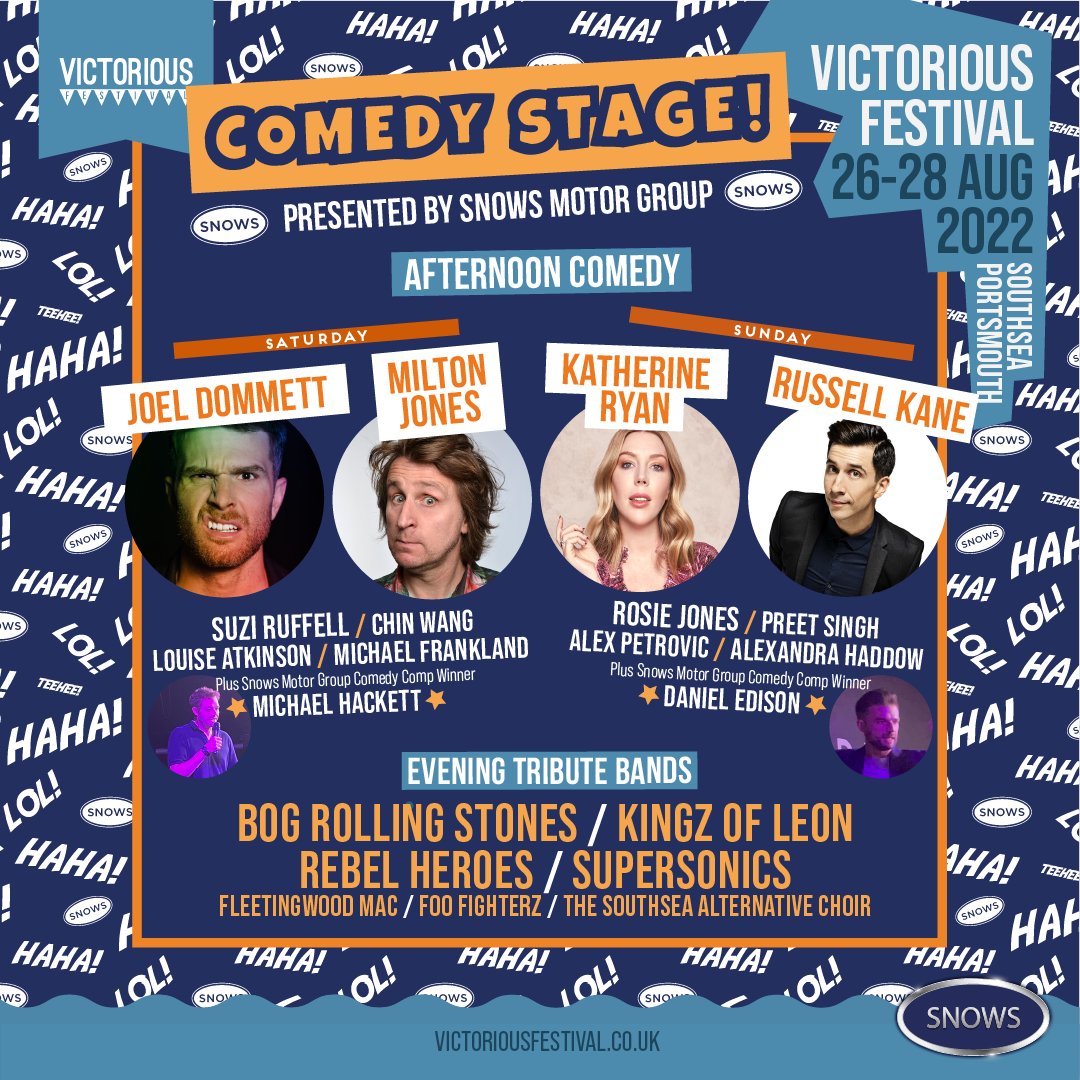 LINE UP COMPLETE ✔ We're excited to see our two Comedy Stars at Victorious Festival this Bank Holiday Weekend! 🎉 Michael Hackett and Daniel Edison!🎉 Find out more: snows.co.uk/blog/snows-at-…