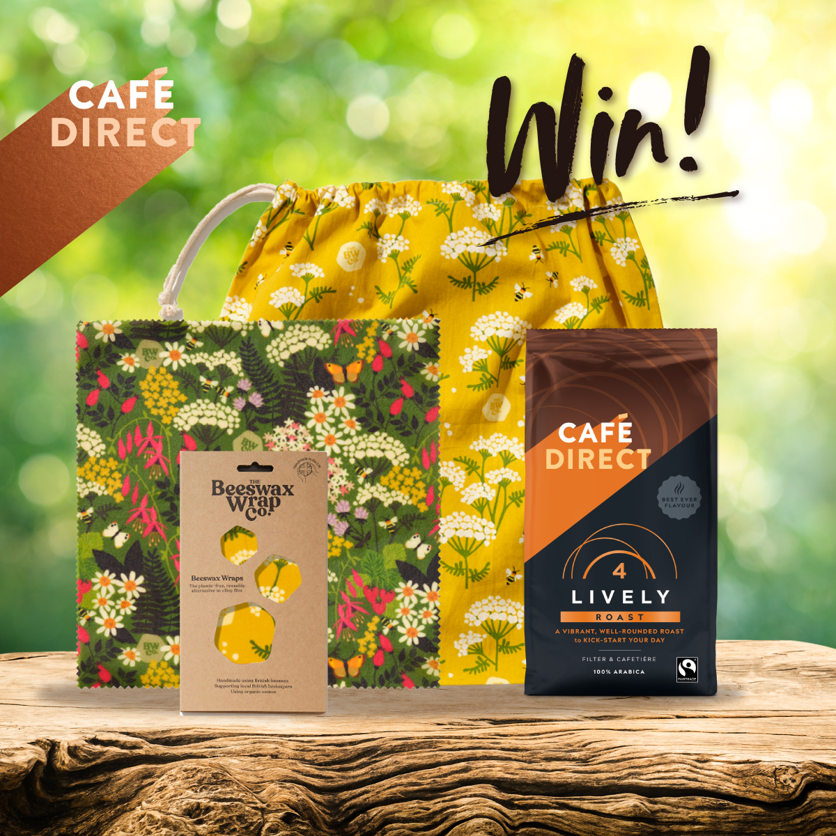 Cafedirect's tweet photo. We're excited to bring you a gloriously eco-friendly giveaway with @beeswaxwrapco 🌎

You can win 6 bags of our Lively coffee, a set of plastic-free beeswax wraps &amp; a Beeswax Wrap Co. organic cotton fabric bag - just like &amp; retweet this post to enter 🐝☕✨

*T&amp;Cs on our website https://t.co/HOwoZJKOpU