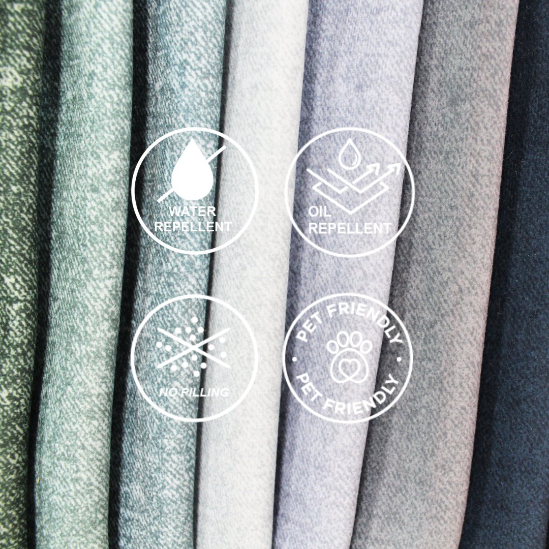 LISA es un nuevo tejido de C&amp;O. Posee un tratamiento 4inONE, que le da al tejido 4 increíbles cualidades
- Anti Oil (repelente de aceite)
- Water Repellent (repelente de agua)
- Pet Friendly (Apto para mascotas)
- Anti Peeling (previene el peeling)
30 colores actuales y modernos.