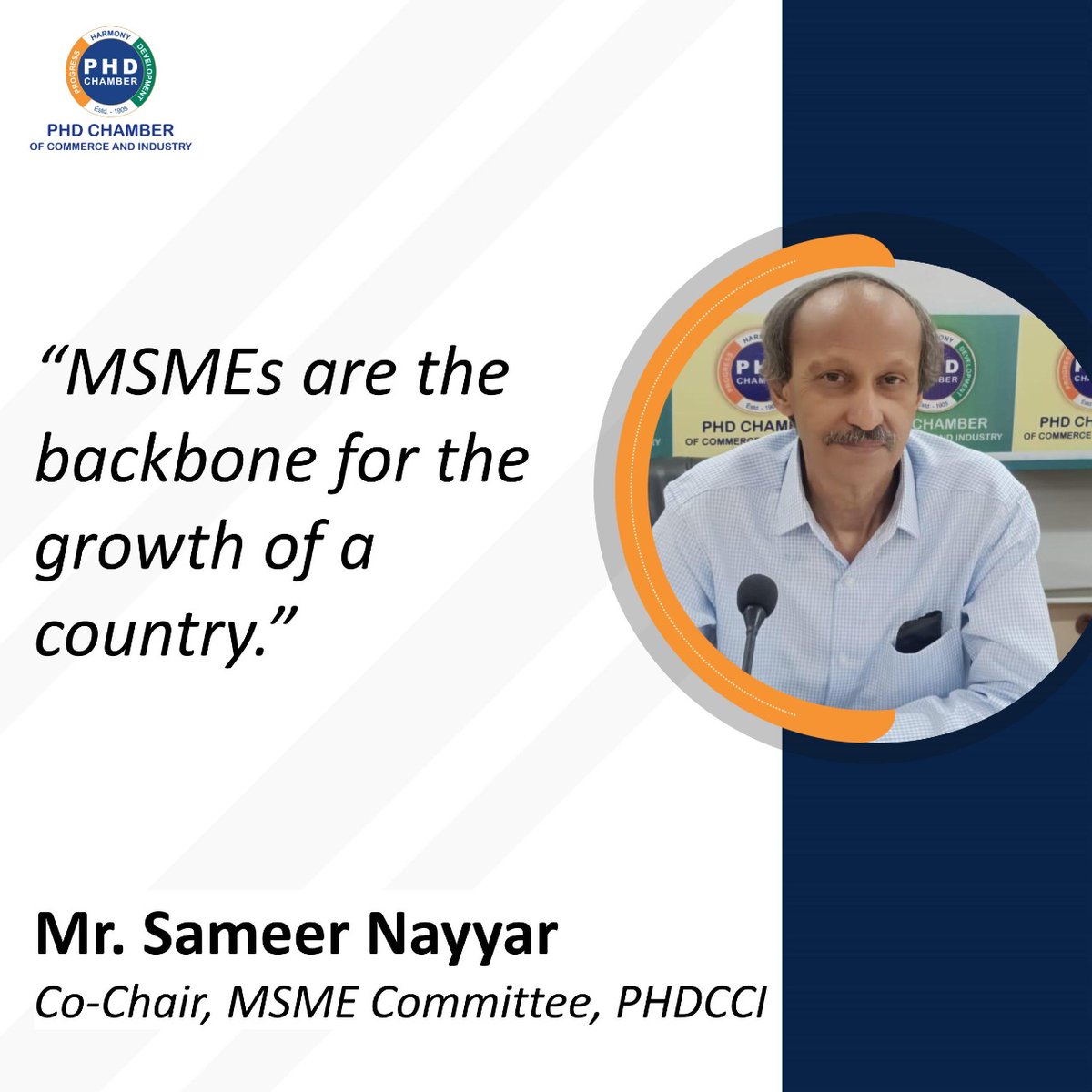 phdchamber's tweet photo. Mr. Sameer Nayyar, Co-Chair, MSME Committee, PHD Chamber shares insights on how MSMEs are the backbone of the growth of a country.
#MSMECommittee #PHDChamber #PHDCCI #MSME #zerodefect #zeroeffect #benefits #incentives #ZEDscheme
@minmsme https://t.co/jTjfaFKCbZ