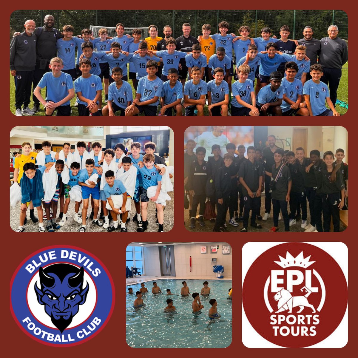 eplsports's tweet photo. Blue Devils FC have arrived in England.  They started their tour at St George's Park (where they got to meet England Manager Gareth Southgate) and training at Derby County FC. Next they visit Manchester and have friendly matches arranged vs Fleetwood Town, Stoke City &amp; Man Utd. https://t.co/ifEpZiAGaV