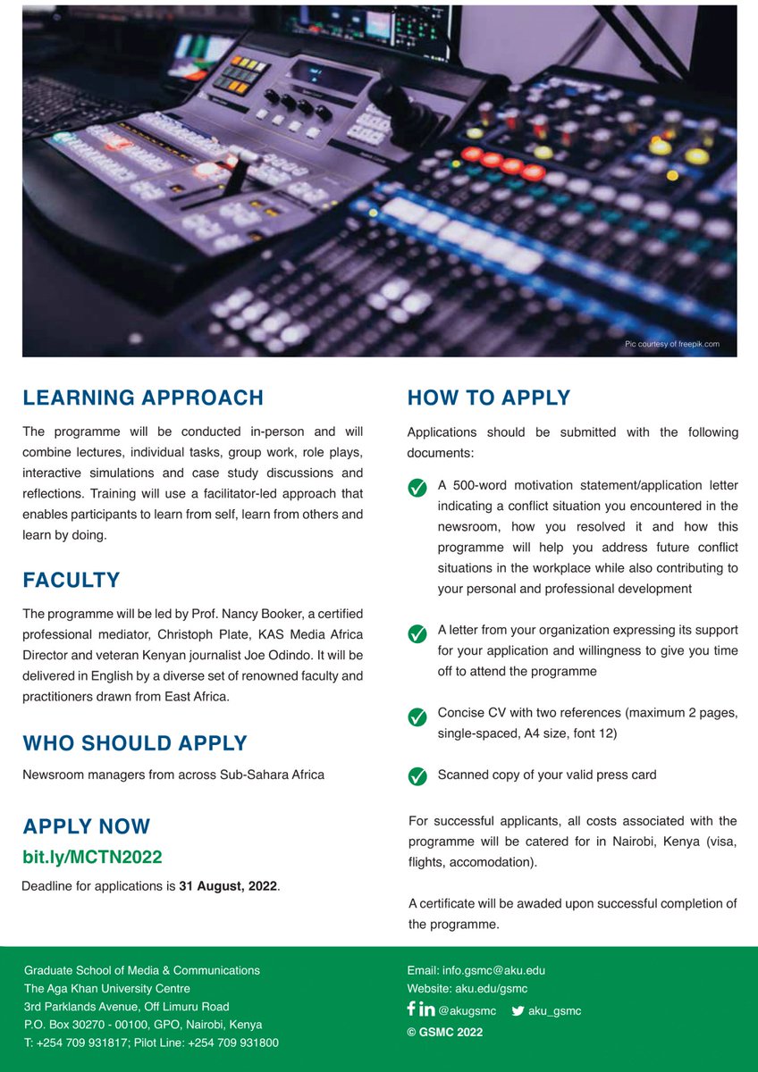 Journ_SA's tweet photo. EVENT: Professional Development Course on how to Manage Conflict in Today’s Newsroom from 14 - 19 November 2022 

Apply before 31 August 2022 

More details below: https://t.co/56wuW4YK8O