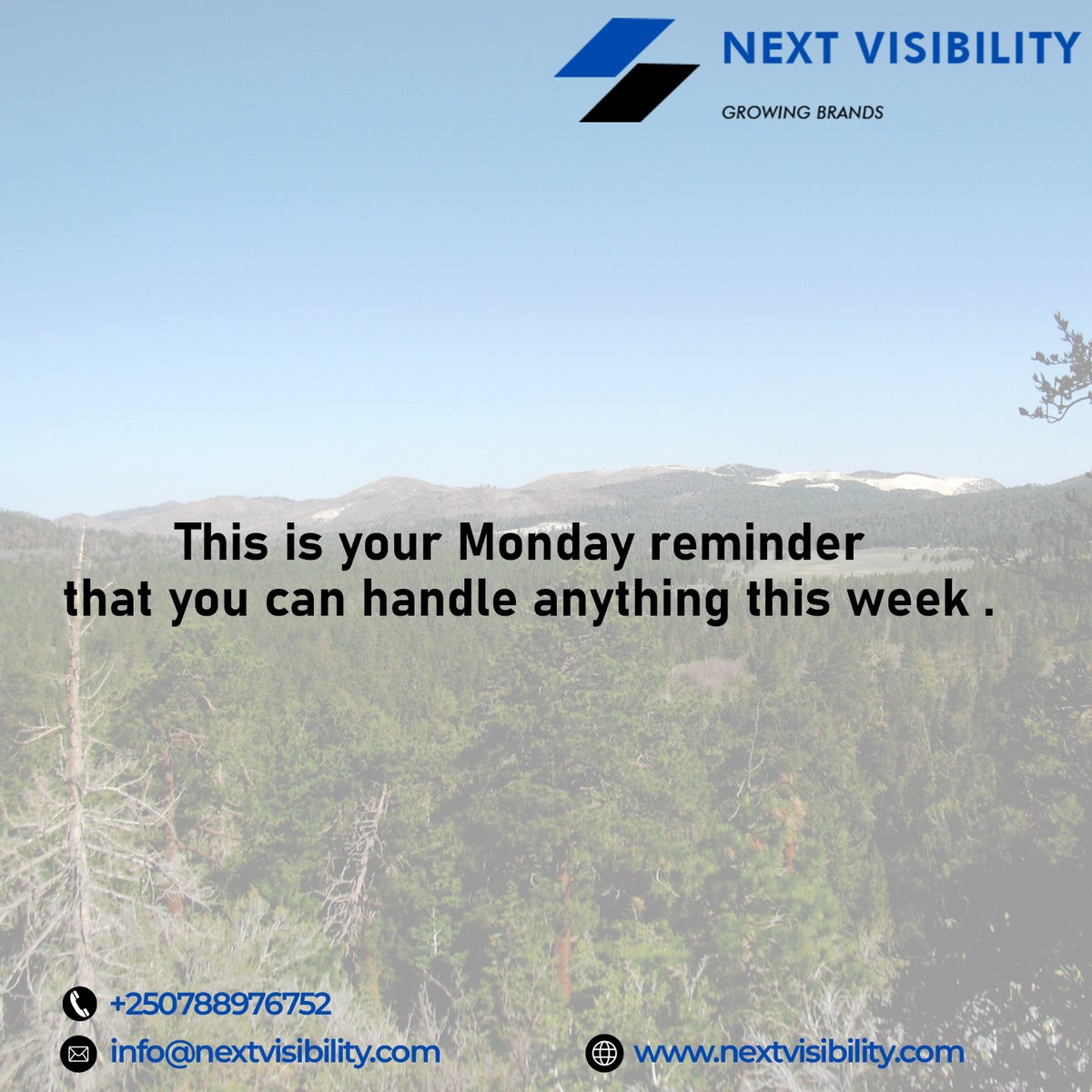 NextVisibility's tweet photo. This is your Monday reminder that you can handle anything this week.
#nextvisibility #handleeverything #mondayreminder https://t.co/BUv0DAQ0jI