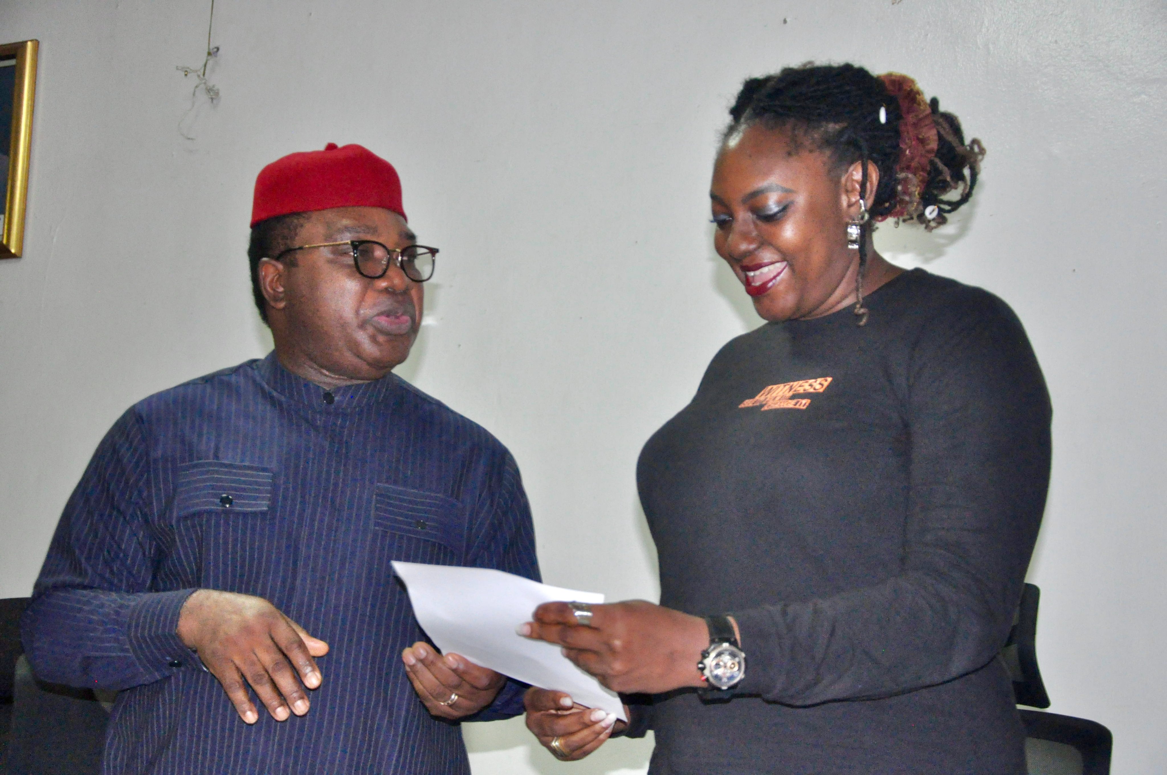 Executive Secretary of the National Human Rights Commission (NHRC), Chief Tony Ojukwu, SAN, with the founder of Dorothy Njemanze Foundation (DNF), Ms. Dorothy Njemanze 