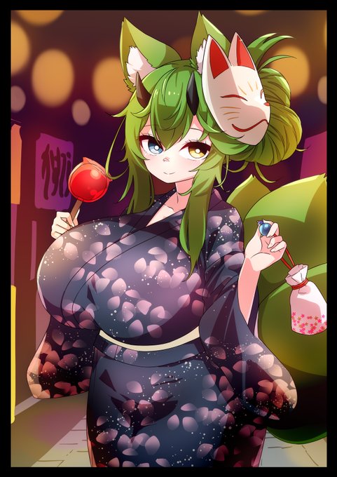 さっき納品した浴衣のつつねちゃん https://t.co/XK0WCMwXrS #Skeb 