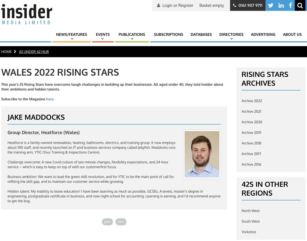 A huge well done to Jake for making the Insider Magazine Wales 2022 Rising Stars list. Thoroughly deserved 👏🏻👏🏻🥳
insidermedia.com/rising-stars/w…

#walesrisingstar #business #entrepreneur