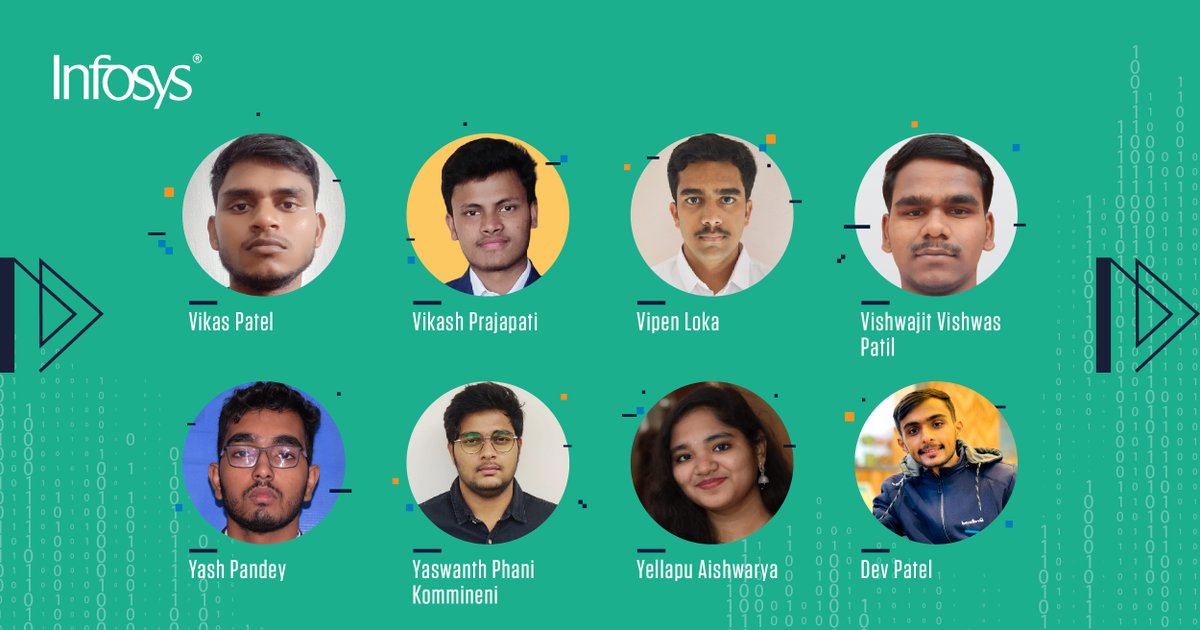 Infosys's tweet photo. Introducing the 7th set of finalists shortlisted for #HackWithInfy2022, India who are among the Top 116 #coders handpicked for the Grand Finale from August 26 - 29, 2022. Congratulations to the finalists! #ForwardWithInfosys @VikashP79245689 @I_am_aishu_ https://t.co/vcaVwm21NI