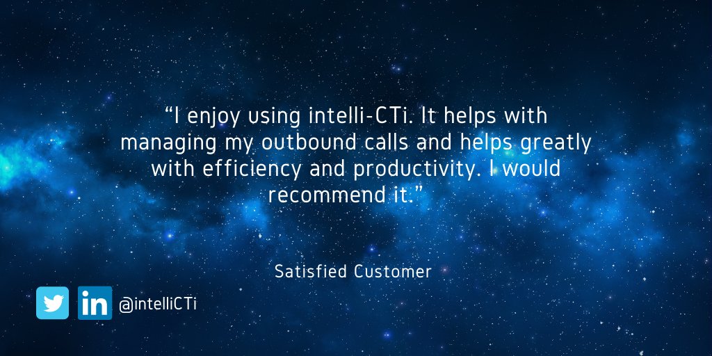 Do you need to integrate your #CRM and Telephone System intelliCTi can help.

Our customers and partners say it all... ⭐⭐⭐⭐⭐
Find out why ❓ here: bit.ly/3dqozWc

#Dynamics365 #CTI #Telephony #CX #UX #PBX #MSDynamics365 #InforCRM