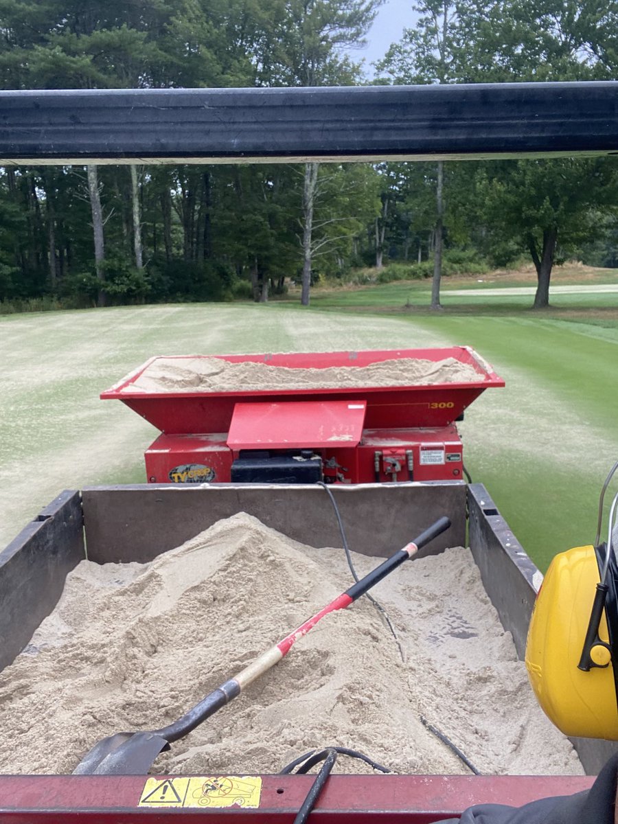 supercncc's tweet image. Topdressing greens before it rains is the same thing as my kids flushing ice cubes down the toilet before it snows