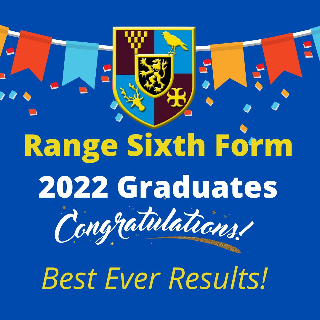 We're still celebrating our best ever Sixth Form results! Congratulations to the Class of 2022. 43% of grades were A*/A! 👏👏👏 #proudofyou #rangesixthform #AlevelResultsDay2022 #challengesupportflourish