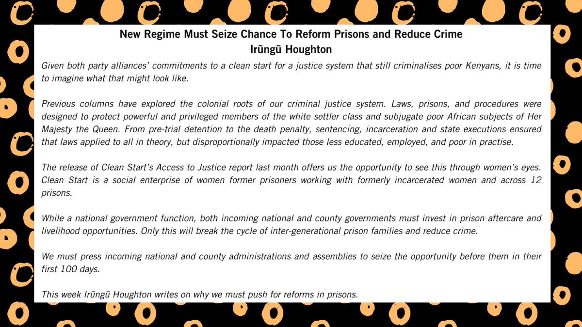 AmnestyKenya's tweet photo. As new incoming National and County administrations take office, @irunguhoughton makes the case for advocating for changes to the criminal justice and jail systems in Kenya in our first #AmnestyRead. #AmnestyRead
https://t.co/CNRkp8VQy7 https://t.co/hlD3bKlECK