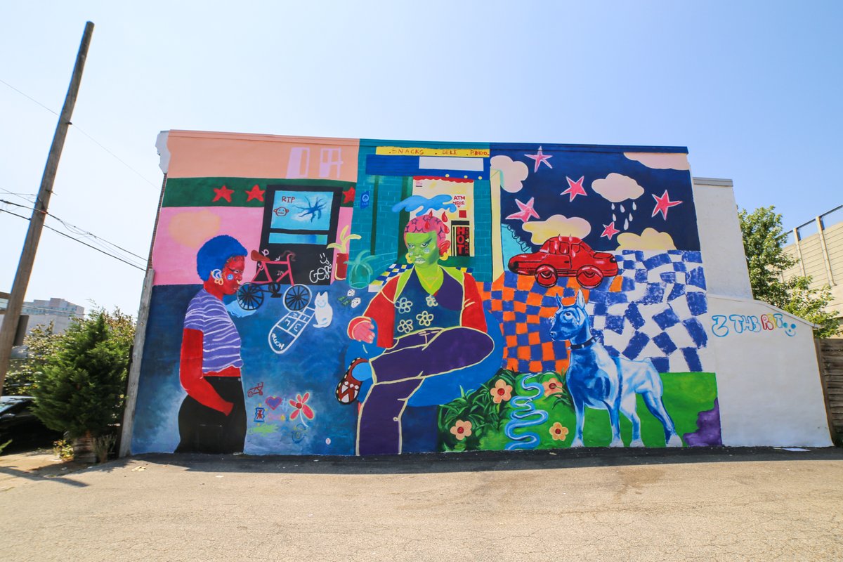 livingwallsatl's tweet photo. newest work for our ongoing @adultswim mural project 💙 

“Deli Delight” by Zeinab Diomande (@ztheratt on Instagram)
📍141 Richmond St, Philadelphia, PA
📷 @StreetsDept https://t.co/pQ23482TQ9