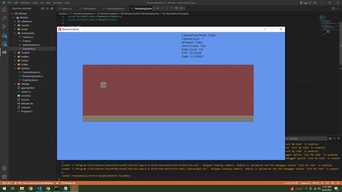 J__Emerson's tweet photo. I missed the #minijam 113 because of prior commitments but I want to make a game. So I'm going to do the jam on my own using the same theme and limitation. First hour down and I have the environment and testing level setup!

#gamedev #indiedev #gamejam #Minijam #madewithmonogame https://t.co/zaAj5FbNtP